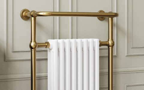 Traditional Brass & White Towel Radiator